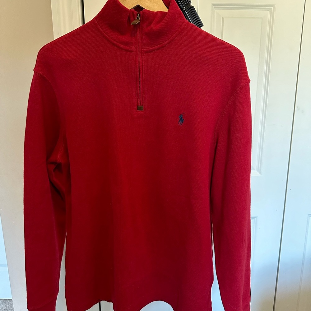 Polo 1/2 zip knit top. Red. Men’s medium. EUC/like new.